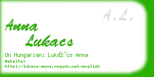 anna lukacs business card